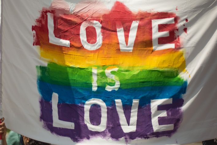 White and Multicolored Love Is Love Banner